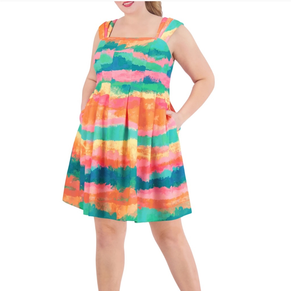 VINCE CAMUTO Plus Size Square Neck Fit and Flare Dress, NWT